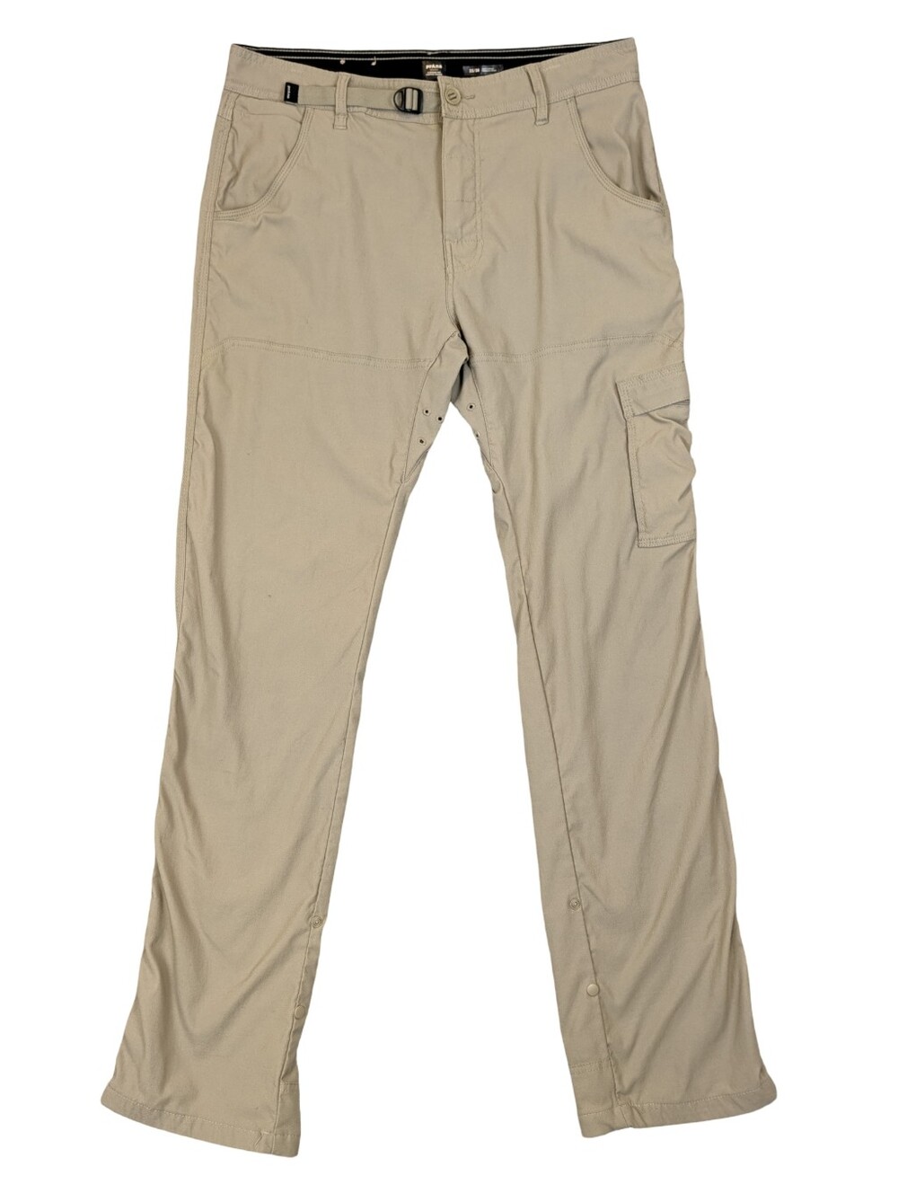 Prana Zion Hiking Pants Men's 33X36 Khaki Stretch Belted Cargo Outdoor
